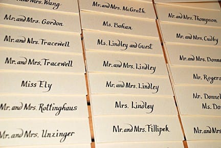 Metallic Placecards Custom Chancery Cursive Calligraphy, Calligraphy, Invitation, Placecards, Ashley Spencer