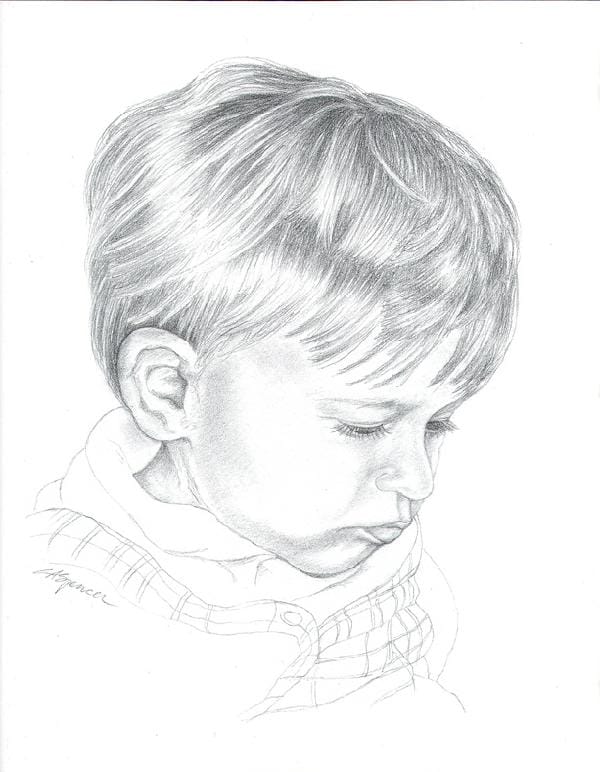 A Grandson's Portrait in Graphite, Fine Art, Ashley Spencer, Portrait, Graphite