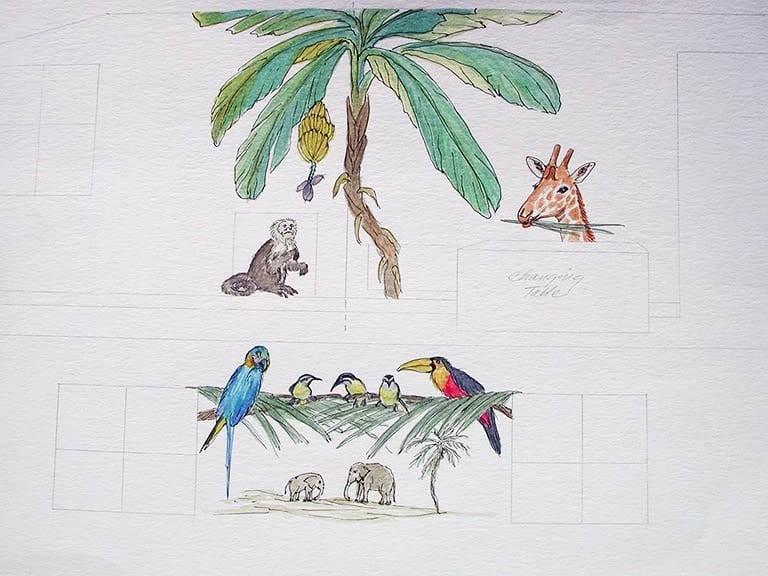Tropical Mural Layout, Fine Art, Ashley Spencer