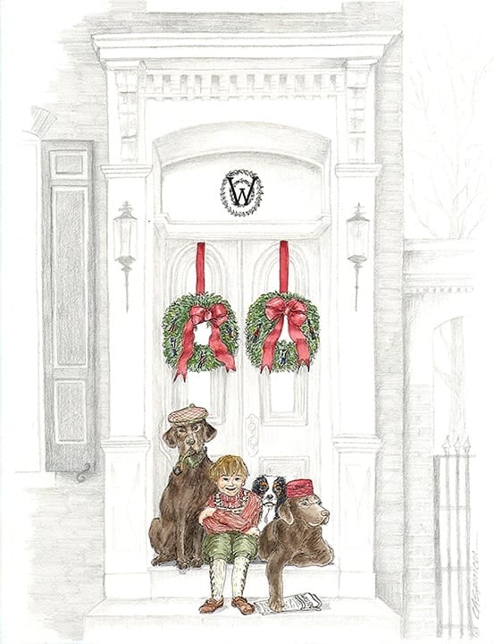 Detail of Illustrated Christmas Card drawn by Ashley Spencer